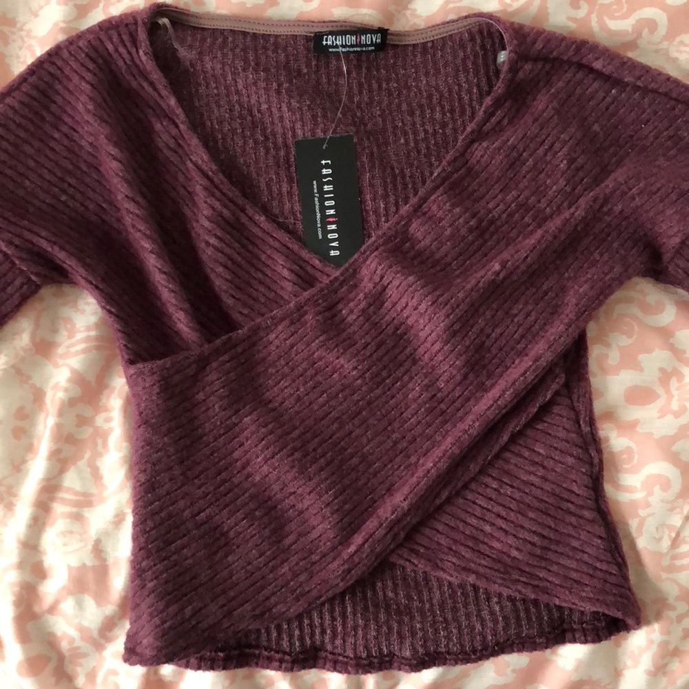 Knit Crop Fashion Nova Long Sleeve NWT